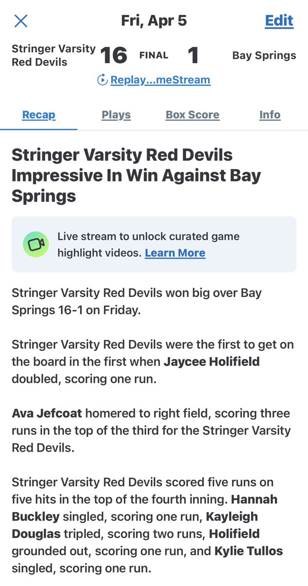 Stringer Lady Devils Softball tweet media