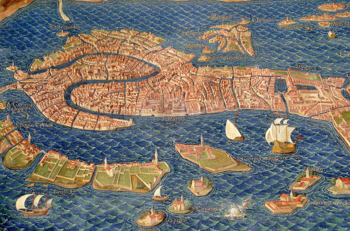 Map of Venice, Gallery of Maps, Vatican Museums, c.1500s. This map of Venice is so accurate - and the city has changed so little - that you can use it today to locate all but two buildings. Credit: vatikanischemuseen.com