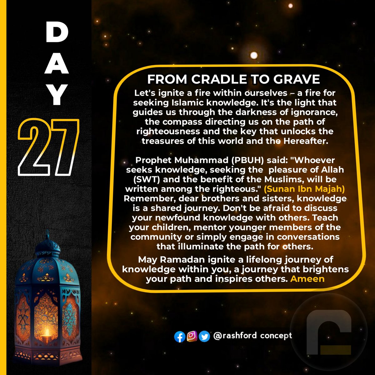 AyomideRosheed's tweet image. 🌼 *DAY 27* 🌼
*FROM CRADLE TO GRAVE*
wa.link/74asze
#RamadanKnowledge
#IslamicLearning