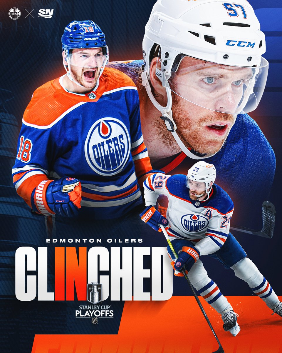 Sportsnet's tweet photo. OIL COUNTRY STAND UP! 🛢️

The @EdmontonOilers have officially clinched their spot in the 2024 #StanleyCup Playoffs. https://t.co/ASssvG0sEs