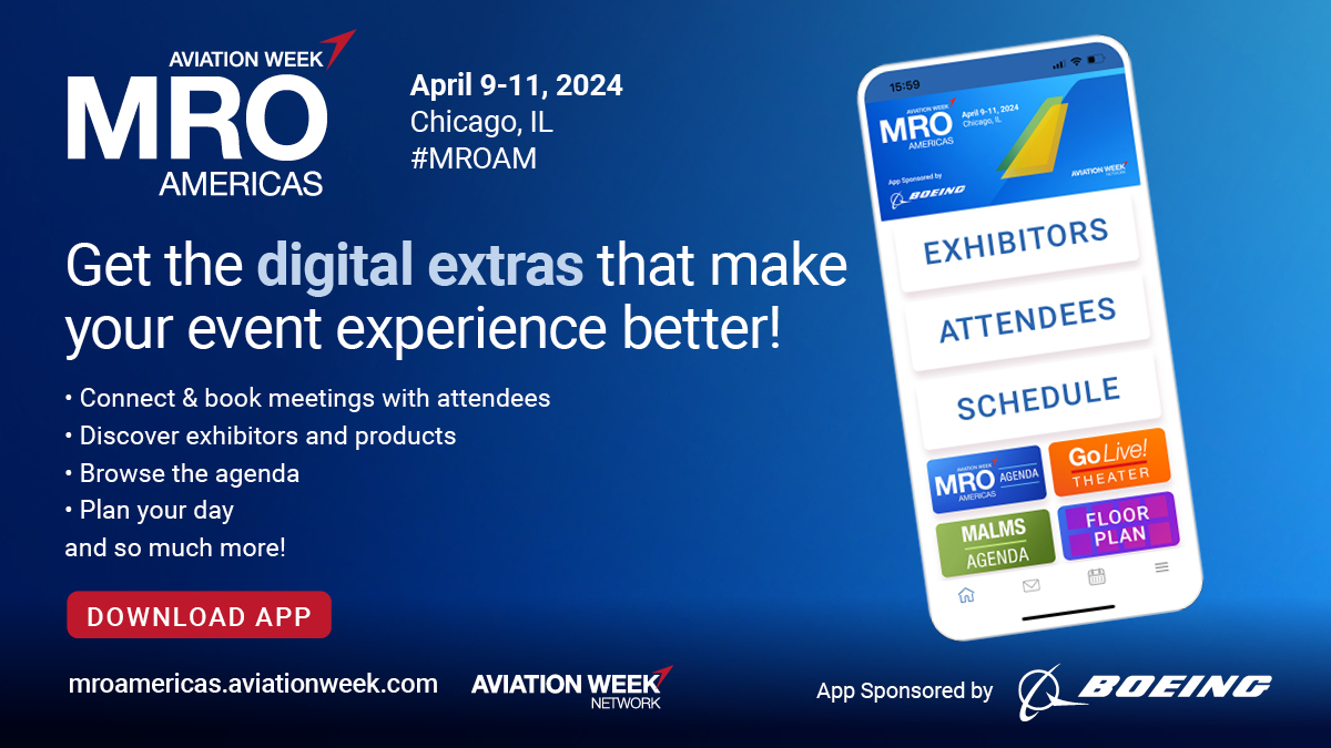 The MRO Americas event app allows you to schedule one-on-one meetings with any attendees during the event hours, find exhibitors and products, easily navigate to their booth, and do business! Don't miss this unique opportunity! Learn more on our website. #MROAM #AviationWeek
