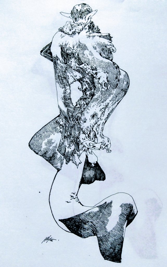 「オールバックヘア人魚#アナログ絵 」|華月のイラスト