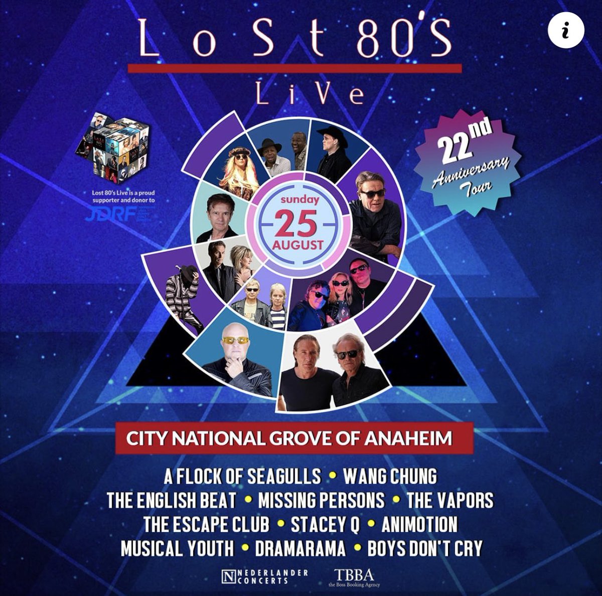 NEW SEATING & GA PASSES AVAILABLE 📣 Lost 80’s Live is coming to City National Grove of Anaheim on Sun, Aug 25th! Get your tickets today to see A Flock of Seagulls, Wang Chung, The English Beat, Missing Persons, The Vapors, Stacey Q, Dramarama & More! 👉🏻 lost80slive.com/buy-now