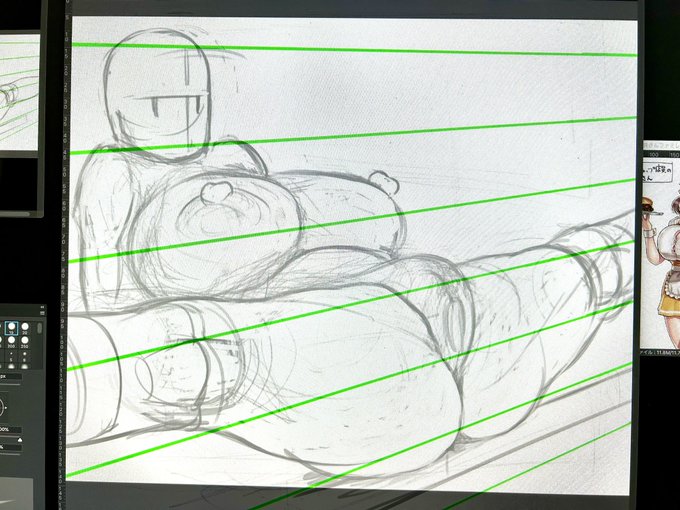 コンテからラフを起こしていきます_φ(・_・脚ぱっかーな感じ。 