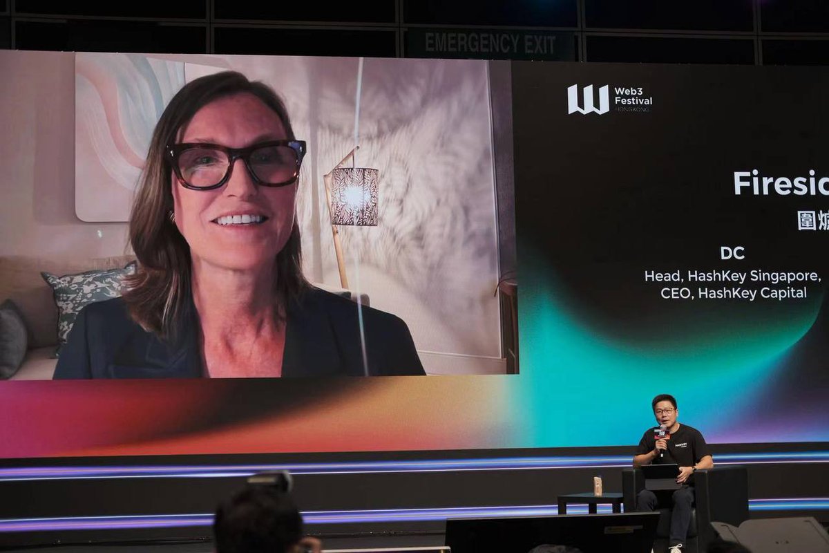 🌟“If I were to give one number, it would be $1.5m dollars per BTC by 2030, we think institutions will be heading in that direction.” - @CathieDWood The highly anticipated @festival_web3 commenced with our CEO, @DC_HashKey, engaging in a riveting fireside chat with @ARKInvest’s…