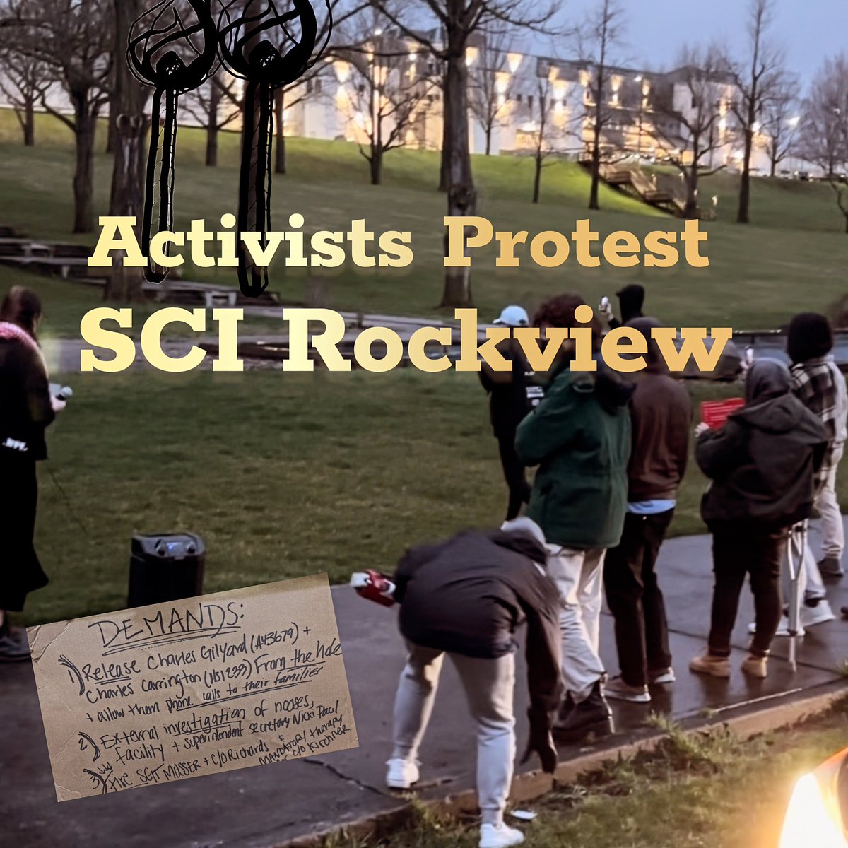 Activists protest at Rockview Prison in PA: On April 2nd, 2024, activists with revolutionary groups in Central PA (and PGH!) demonstrated at Rockview Prison in Pennsylvania. Responding to calls for action activists read a list of demands by incarcerated people inside the prison