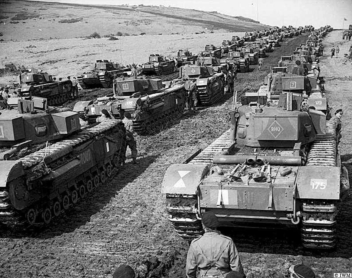#OTD in 1942. Churchill tanks on parade on the South Downs ready to be inspected by Churchill. #WW2 #HISTORY