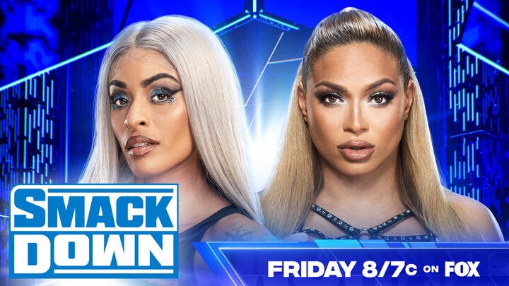 FalseFinishHQ's tweet photo. #SmackDown Preview:
-Jey Uso vs Solo Sikoa
-#KOShow with Randy Orton
-Andre the Giant Battle Royal
-Zelina Vega vs Elektra Lopez
-New Catch Republic vs A Town Down Under https://t.co/r9n2cWMIAr