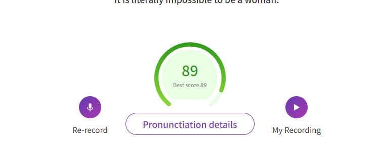 Jutzidiomas's tweet photo. Passo 5️⃣: Seu score irá aparecer após alguns segundos, e você pode apertar em "Pronunciation Details" para entender quais palavras você pode melhorar  💜✨
**No modo free, você tem um limite por dia de analises. Mas 2,3 vezes já podem ajudar muuuito! #Inglês #LearnEnglish https://t.co/QtimCdtt2J