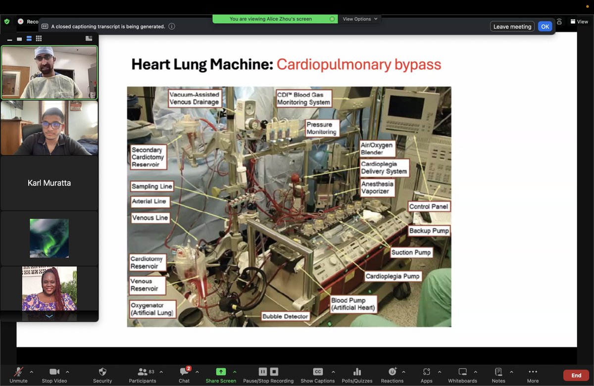 What an afternoon! Beautiful walk-through of cardiac anatomy, cannulation, and technical considerations by @DevenPatelMD of @HopkinsCTSurg. Huge shout-outs to @LNHFoundation @AliceLiZhou @armaan_akbar for setting up this session. Hope to see everyone at next week's event :)