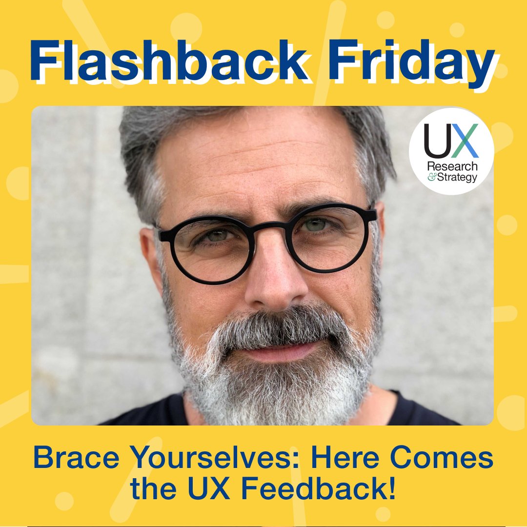 ux_and's tweet photo. #FlashbackFriday to when David showed us how to nail feedback at work. In this enlightening session, David drew on his own experiences as a designer to share practical lessons to unlock the power of feedback for all. 
Watch now: https://t.co/Tz00B5X4YU

#UX #UXRS https://t.co/nJMOCieDC1