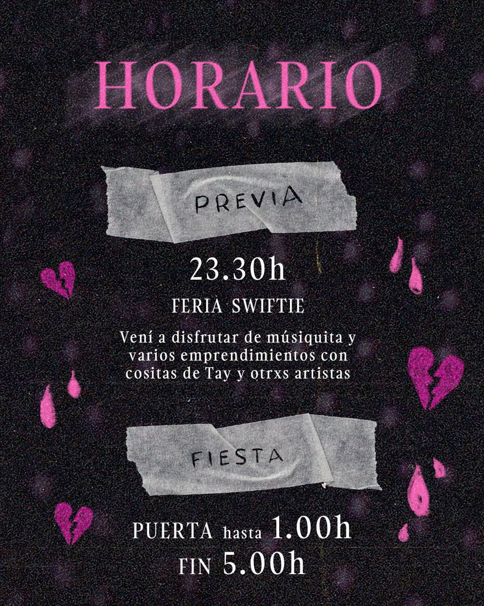 Abril es nuestro heartbreak season 💔 por eso Taylor Fest Mendoza te invita a gritar y cantar esas canciones heartbreak que tanto amas y quizás dedicaste  📆 SÁBADO 27 de ABRIL  📍En FOXY Live Bar  ENTRADAS YA A LA VENTA!

taylorfestmendoza.empretienda.com.ar

más info en ig 🖤