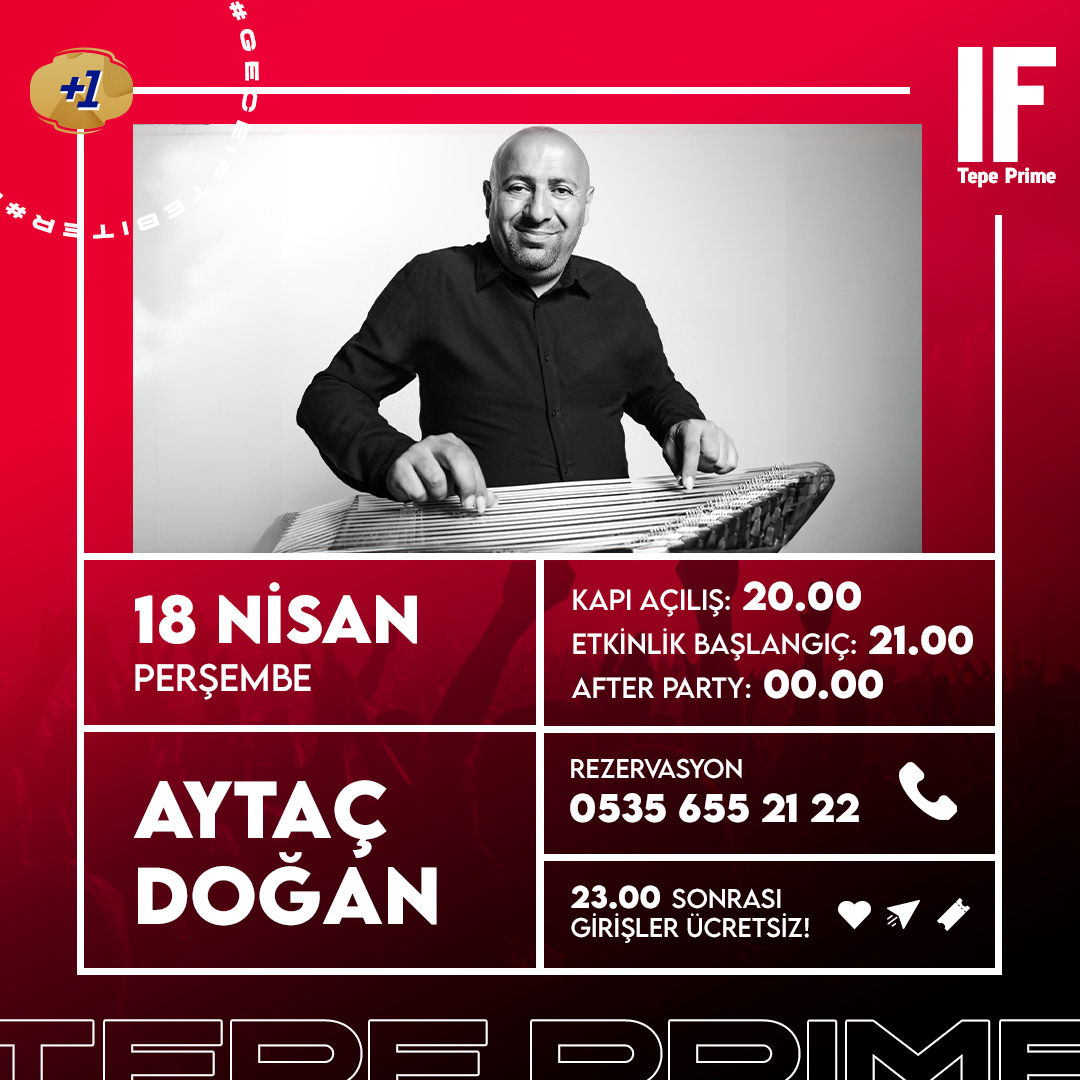 'AYTAÇ DOĞAN' @aytackanun 18 Nisan Perşembe akşamı saat 21'de IF Tepe sahnesinde!
Biletler ifperformance.com/etkinlik/459/a…
Bistro rezervasyonlarınız için 05356552122 no'lu tlf'dan detaylı bilgi alabilirsiniz...
#IFPerformance #IFTepe #TepePrime  #GeceIFteBiter #AytacDogan #kırmızıyakoş