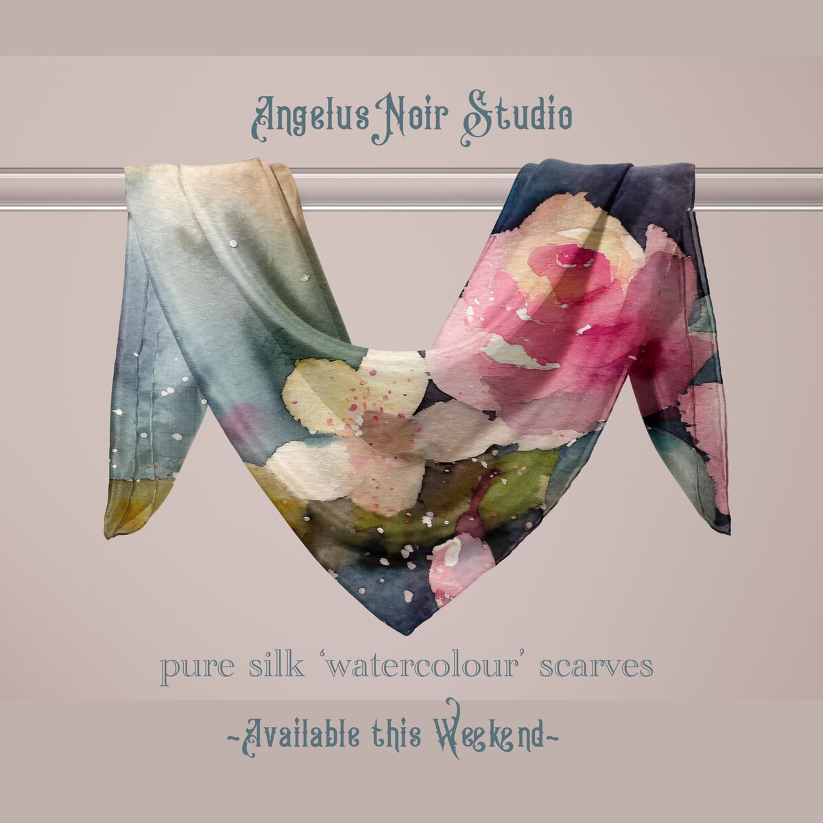 AngelusNoir's tweet image. New Exclusive designs from AngelusNoir Studio...Launching this weekend: a brand new art series range of Pure Silk scarves #angelusnoir #angelusnoirstudio #puresilk #silk #scarf #scarves #fashioin #fashionista #cottagecore #fairycore #accesories #quietluxury #watercolourprint