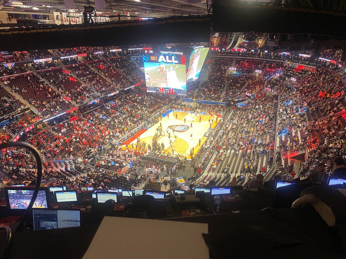 This is the view from my seat. It should have come with a parachute. Local TV stations who cover the team all year not receiving the best seating assignments here in Cleveland. @GamecockWBB #NCAAMarchMadness @wis10