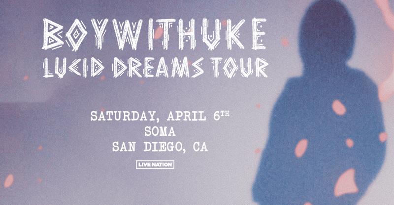 THIS SATURDAY NIGHT! @boywithukes – Lucid Dreams Tour hits the mainstage with special guest @NaethanApollo 🎟️All Ticket(s) purchased for the @ObservatorySD show on the same date will be honored, limited tickets available at bit.ly/3QoA9kJ