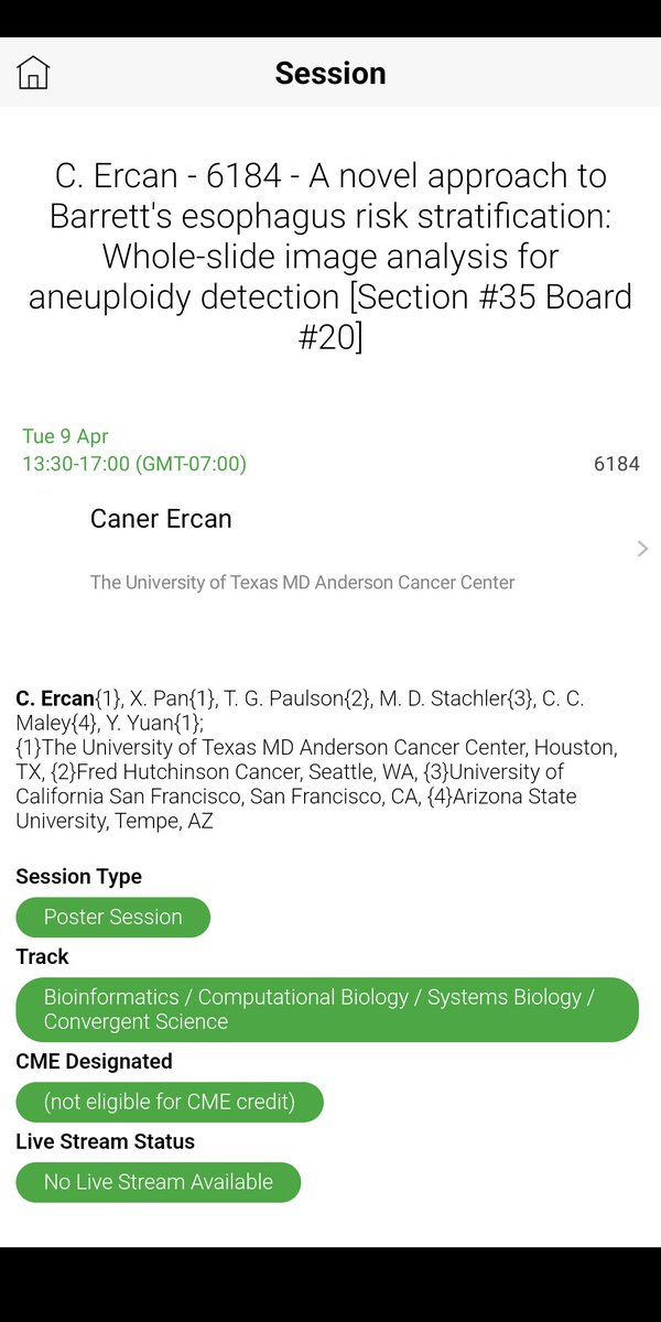 Hey Computational Pathology researchers in #AACR2024,
You are invited to my poster Tuesday afternoon. I would be more than happy to meet, chat and talk about our study which we aimed to predict  aneuploidy on WSIs as cancer progression marker in Barrett esophagus.
See you there!
