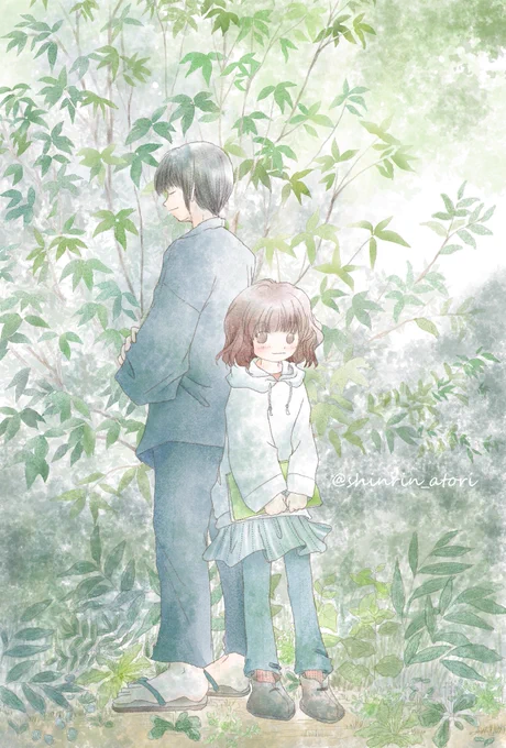 #対になってる絵をあげる 夏の森。 