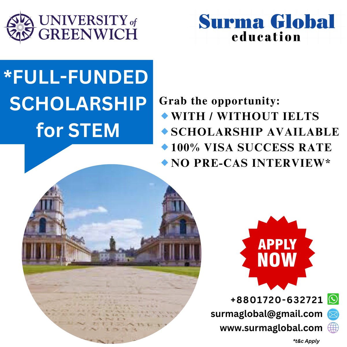 surmaglobal's tweet photo. 🇬🇧 𝐒𝐭𝐮𝐝𝐲 𝐢𝐧 𝐭𝐡𝐞 𝐔𝐊

𝐆𝐫𝐚�� 𝐭𝐡𝐞 𝐨𝐩𝐩𝐨𝐫𝐭𝐮𝐧𝐢𝐭𝐲 𝐟𝐨𝐫 𝐭𝐡𝐞 𝐧𝐞𝐱𝐭 𝐢𝐧𝐭𝐚𝐤𝐞:
🔹APPLY WITH or WITHOUT IELTS
🔹GLOBAL SCHOLARSHIP AVAILABLE
🔹FULL-FUNDED SCHOLARSHIP 
🔹100% VISA SUCCESS RATE
🔹NO PRE-CAS INTERVIEW

#UniversityofGreenwich #surmaglobal https://t.co/a1MDSDOgaO