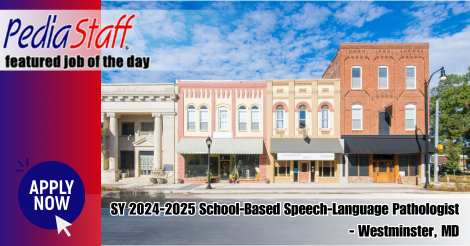 PediaStaffJobs's tweet photo. Hot Job! SY 2024-2025 School-Based Speech-Language Pathologist – Westminster, MD https://t.co/YFPz1Pm8Fl https://t.co/z1g61Onm4X