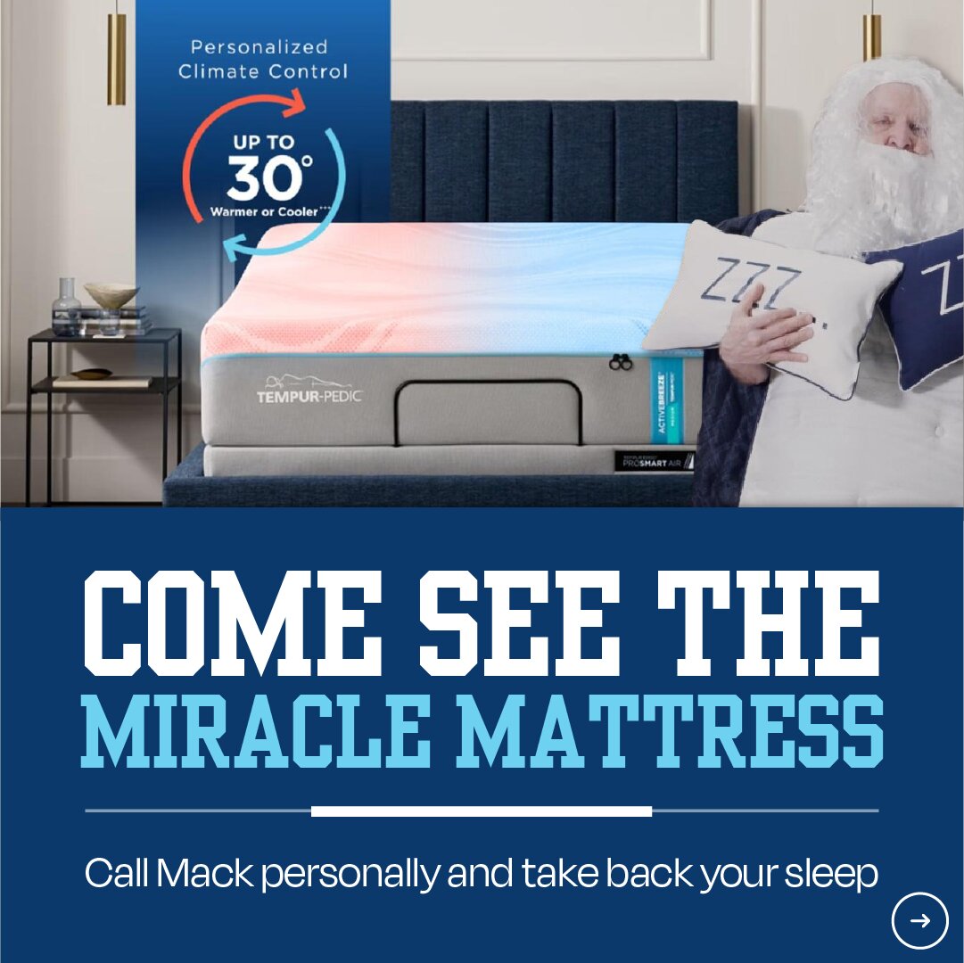 Upgrade your sleep routine with the Miracle Mattress - TEMPUR-ActiveBreeze®! Experience ultimate cooling and customization for a dreamy night's sleep. Learn more at galleryfurniture.biz/3J5Aaqv!