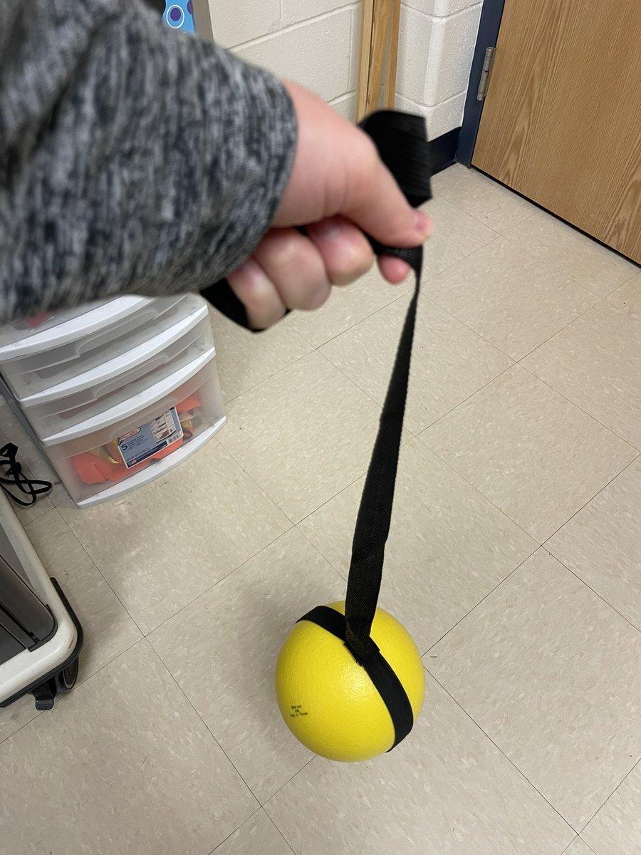 CDoyle_APE's tweet photo. Started dribbling with the feet at one of my schools. Used a yoga mat strap to suspend a ball for a student in a manual WC. She’d propel to the ball and kick it with 1-2 feet, I’d move with the suspended ball in the direction she kicked and then we repeated. https://t.co/1JOuxrYw4e