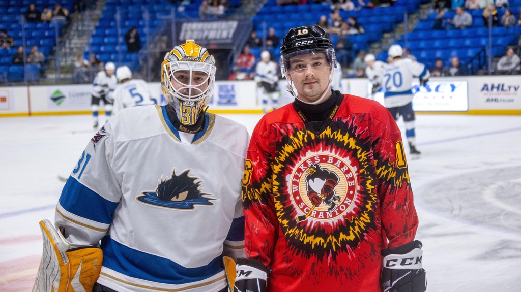 Twinning! (Literally) 

Twin brothers Blake and Logan Pietila snap a photo during warm-ups as the <a href="/monstershockey/">Cleveland Monsters</a> and <a href="/WBSPenguins/">Wilkes-Barre/Scranton Penguins</a> prepare for battle tonight.