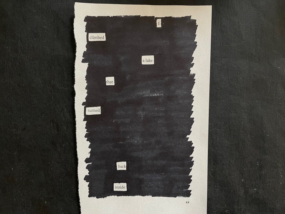 Day 5, #NationalPoetryMonth Blackout poem #5 I climbed a lake that turned back inside (Original source: My book THE FIRST MAGNIFICENT SUMMER, which releases in paperback May 7. Preorder it wherever you buy books!)