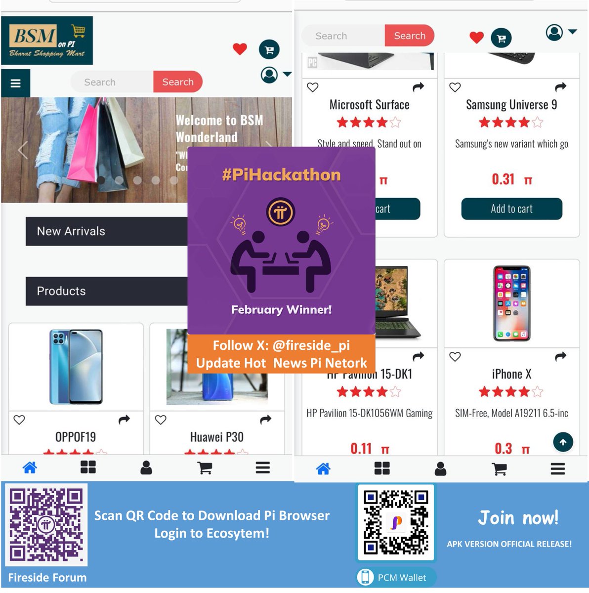 fireside_pi's tweet image. 🔥 Hot News | @PiCoreTeam 📢 Announcing the February #PiHackathon Winner
✅ Congratulations to Dapp for winning the February Hackathon &quot;Bharat Shopping Mart On Pi&quot; with a prize of 10,000 Pi.

🎊A new winner of the latest edition of the #PiHackathon has been crowned, and it is…