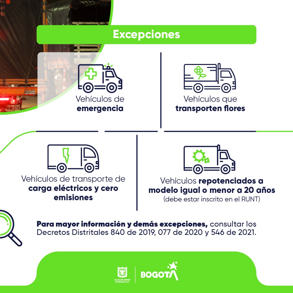 📢Así funciona el #PicoYPlaca para vehículos de carga mayores a 20 años en Bogotá durante el mes de abril👇🏾🚚 ⭕️Esta medida rige de lunes a viernes de 6 a.m. a 8 a.m. y de 5 p.m. a 8 p.m. y los sábados así👇 Conoce aquí todas las excepciones➡️simur.gov.co/transporte-de-…