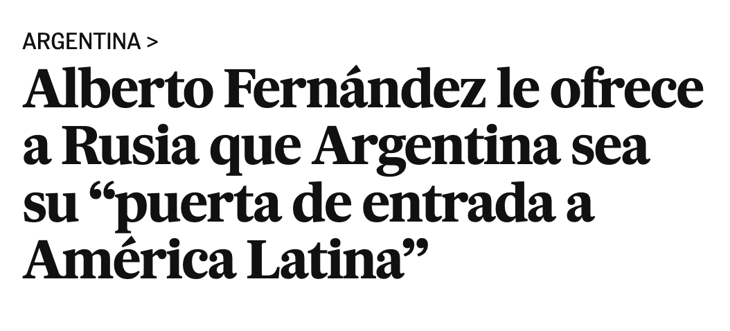 Fernandez, vos no tenés vergüenza. Sos el irresponsable que se ofreció a Rusia como puerta de entrada a Latinoamérica una(1) semana antes de invadir Ucrania.(SIC) El que dijo que los Brasileros salieron de la selva y los Mexicanos salieron de los indios.(SIC) El que generó…