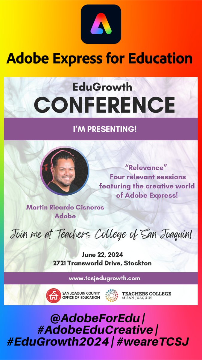 Join @AdobeForEdu at #EduGrowth2024 on June 22! We're showcasing how education embraces Rigor, Relevance, Relationships, and Reflection with creativity. Don't miss out! #AdobeEduCreative #weareTCSJ
Register @ tcsjedugrowth.com