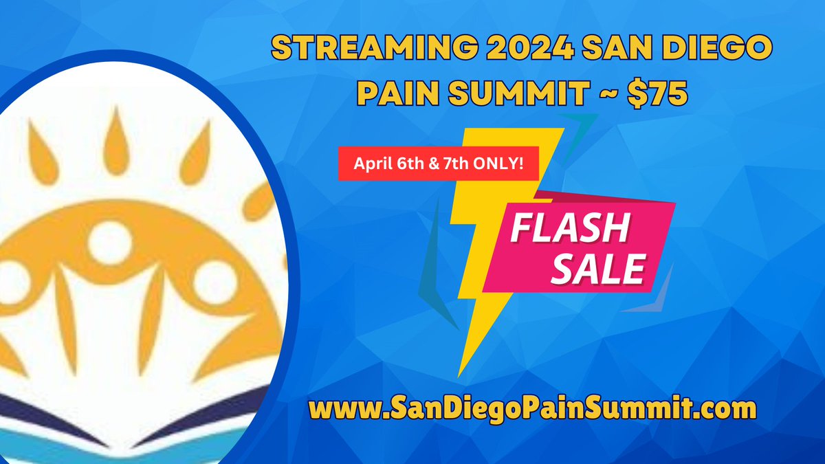 Sale to get streaming access to the talks from the 2024 San Diego Pain Summit starts midnight tonight PST! SPECIAL! Buy access for yourself and get free access to gift someone! Sale is Sat and Sunday only, find it here: sandiegopainsummit.com/recording-2024