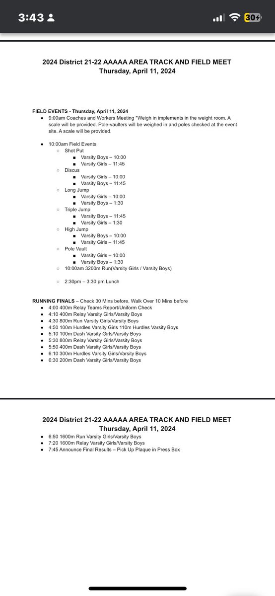 Next week:
The Lady Bulldogs advanced 10 athletes to the Area Track Meet. 

The Area Track Meet will be at Magnolia High School, Thursday April 11th. Let’s pack the house!