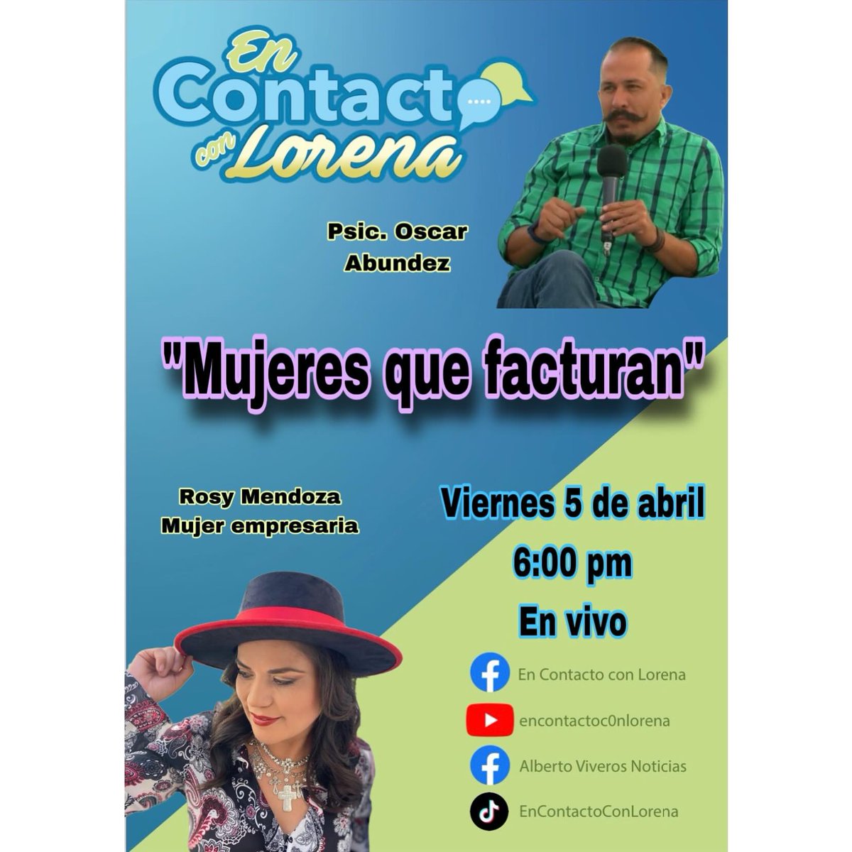 FansLoreChavez's tweet photo. Viernes de "En Contacto Con Lorena" con
@lorena_chaveneg 
"MUJERES QUE FACTURAN"

https://t.co/HcYOlGih5L https://t.co/Z8PoSIYTNr