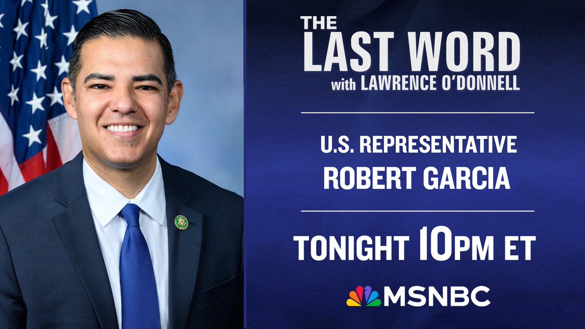 TONIGHT: Congressman <a href="/RobertGarcia/">Robert Garcia</a> joins <a href="/AliVelshi/">Ali Velshi</a> on The #LastWord. Tune in!