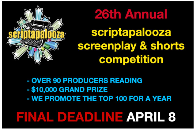 26th Annual Scriptapalooza Screenplay & Shorts Competition With 90+ producers reviewing entries, $10,000 Grand Prize, and year-long promotion for the TOP 100 writers, it's a golden opportunity for aspiring talents. FINAL DEADLINE APRIL 8 filmfreeway.com/Scriptapalooza…