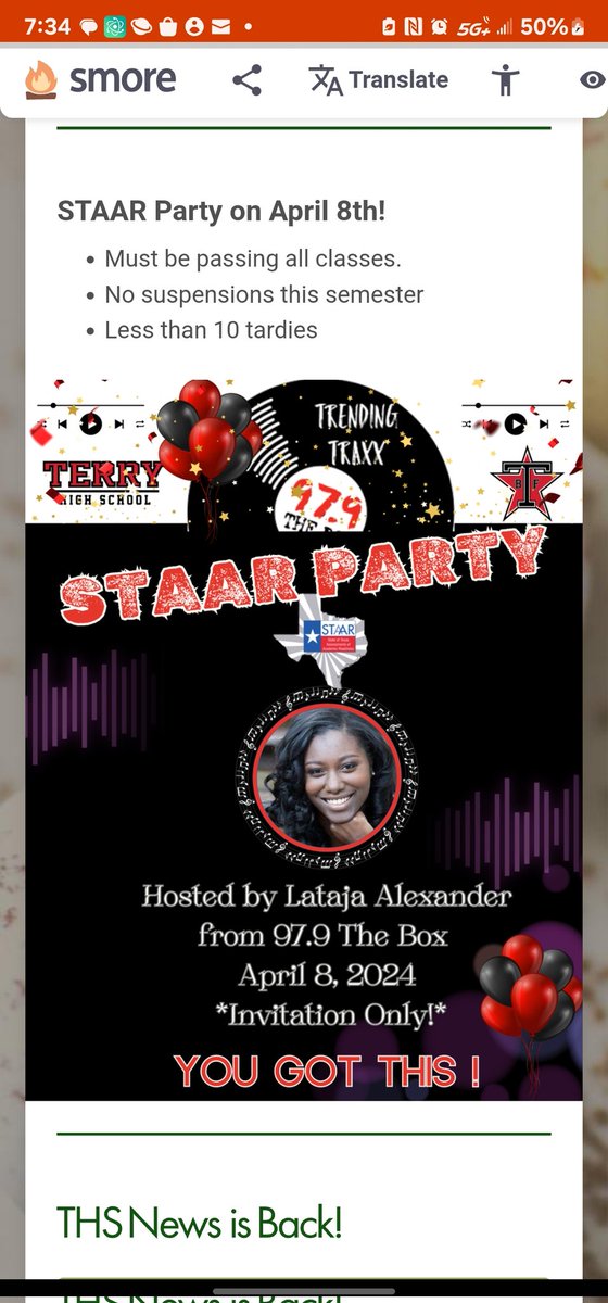 Terry High School's STAAR Party is Monday! Thank you, Herff Jones Caps and Gowns company, for being a sponsor!