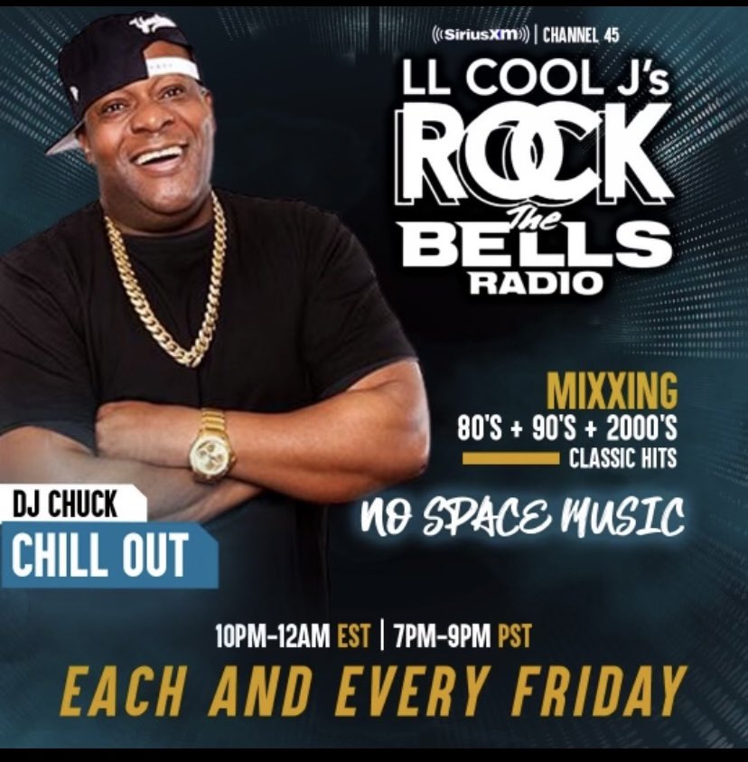 Yes it goes down tonight live from NYC it the #nospacemusic show with your dogs the @djchuckchillout every Friday night at 10pm EST and 7pm PST and the encore mix is at 2am EST on @llcoolj @RockTheBells radio on @SIRIUSXM channel 43 let’s gooo America and Canada #cutthecheck