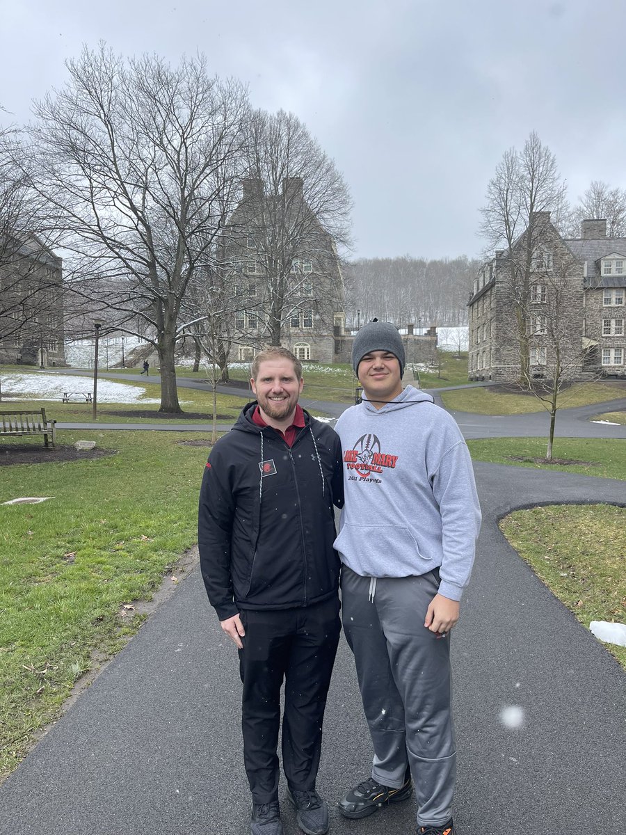 After a great visit at @ColgateFB, I’m blessed to receive an offer. Thank you @CoachBWalsh for taking the time to give us an impressive tour.@CoachJaredLivin @Coach_McCrann @trenchmenAC @LMRamsFootball @TrenchGorillaFL @JonSantucci @DanLaForestFB @OS_ChrisHays