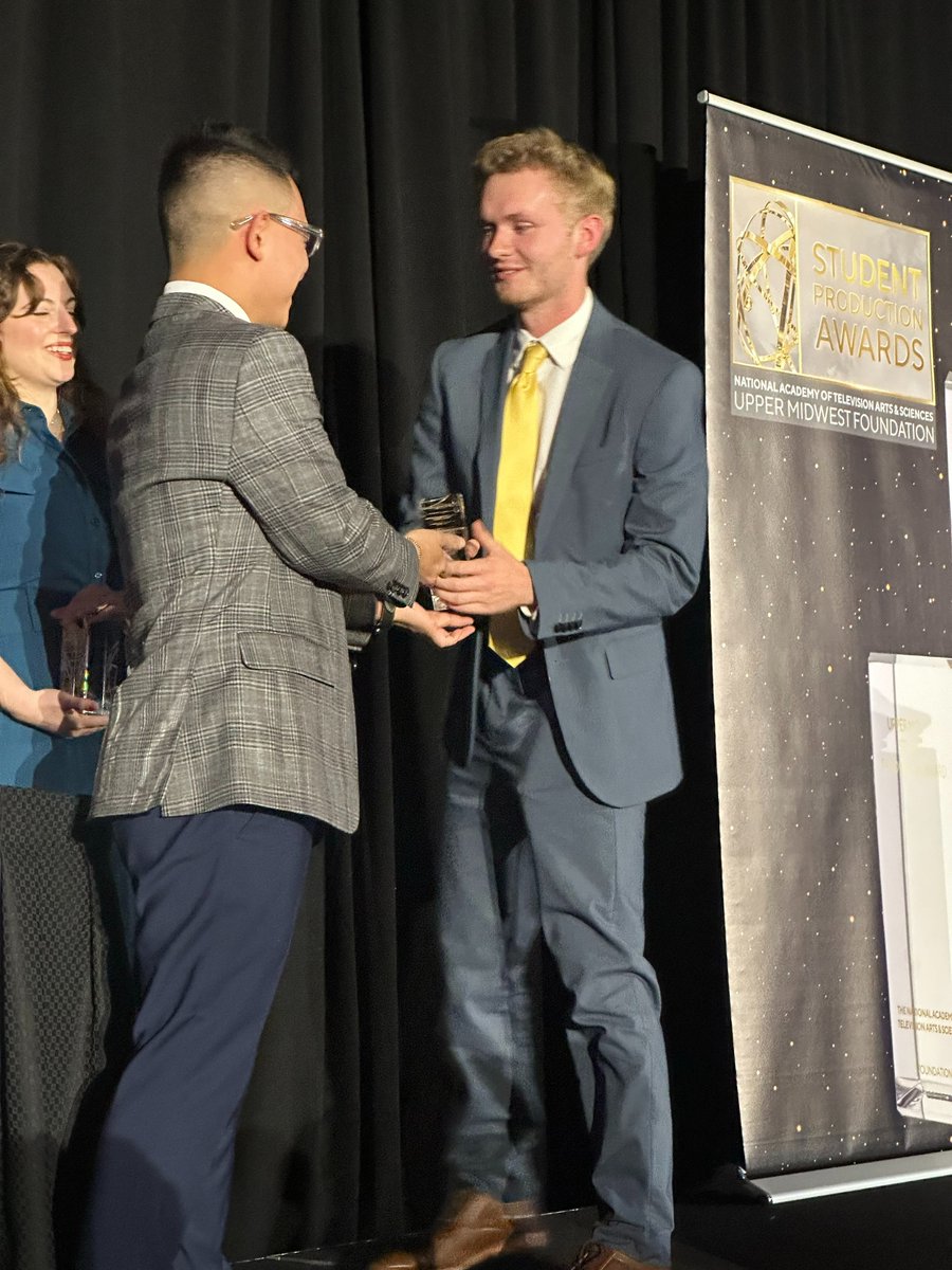 Congratulations to @benstelter_ and his team for their work on the @MinnStMHockey hype video. 🏆 Upper Midwest Emmy® Student Production Award Recipient - Category: Director