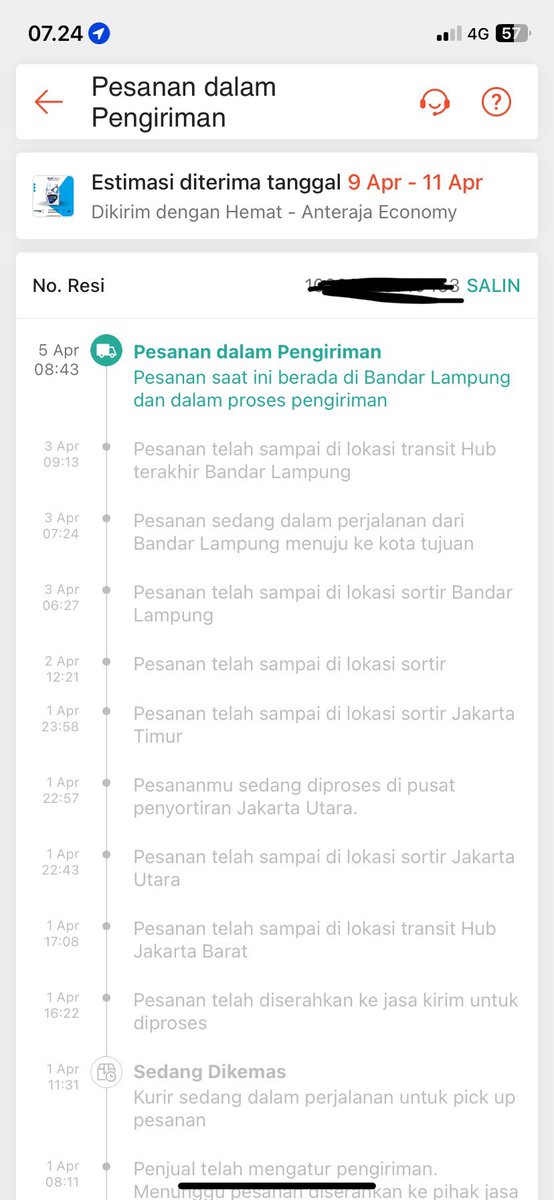 ardiprma's tweet photo. @JefryAstono @AnterajaCare blacklist aja deh haha, gimana nih? masa tiba tiba di update pengiriman lagi ditanggal 5 april @AnterajaCare 🥰🥰 https://t.co/XgHeOVQWju