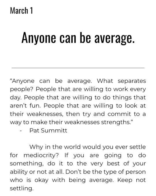 Anyone can be average. #DailyWisdom via @BallIsPsych