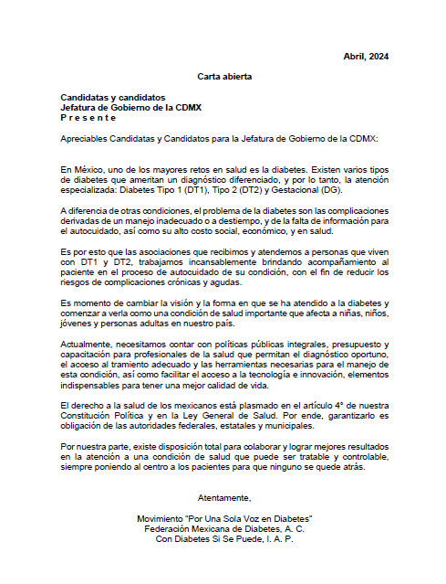 .<a href="/STaboadaMx/">Santiago Taboada</a>  Es momento de cambiar la visión y la forma en que se ha atendido a la diabetes y comenzar a verla como una condición de salud importante que afecta a niñas, niños, jóvenes y personas adultas en nuestro país.