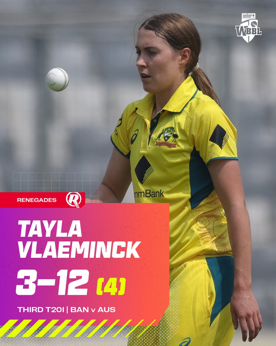 Back to her best 💪 Great to see Tayla Vlaeminck leading the charge for @AusWomenCricket in the final #BANvAUS T20I.