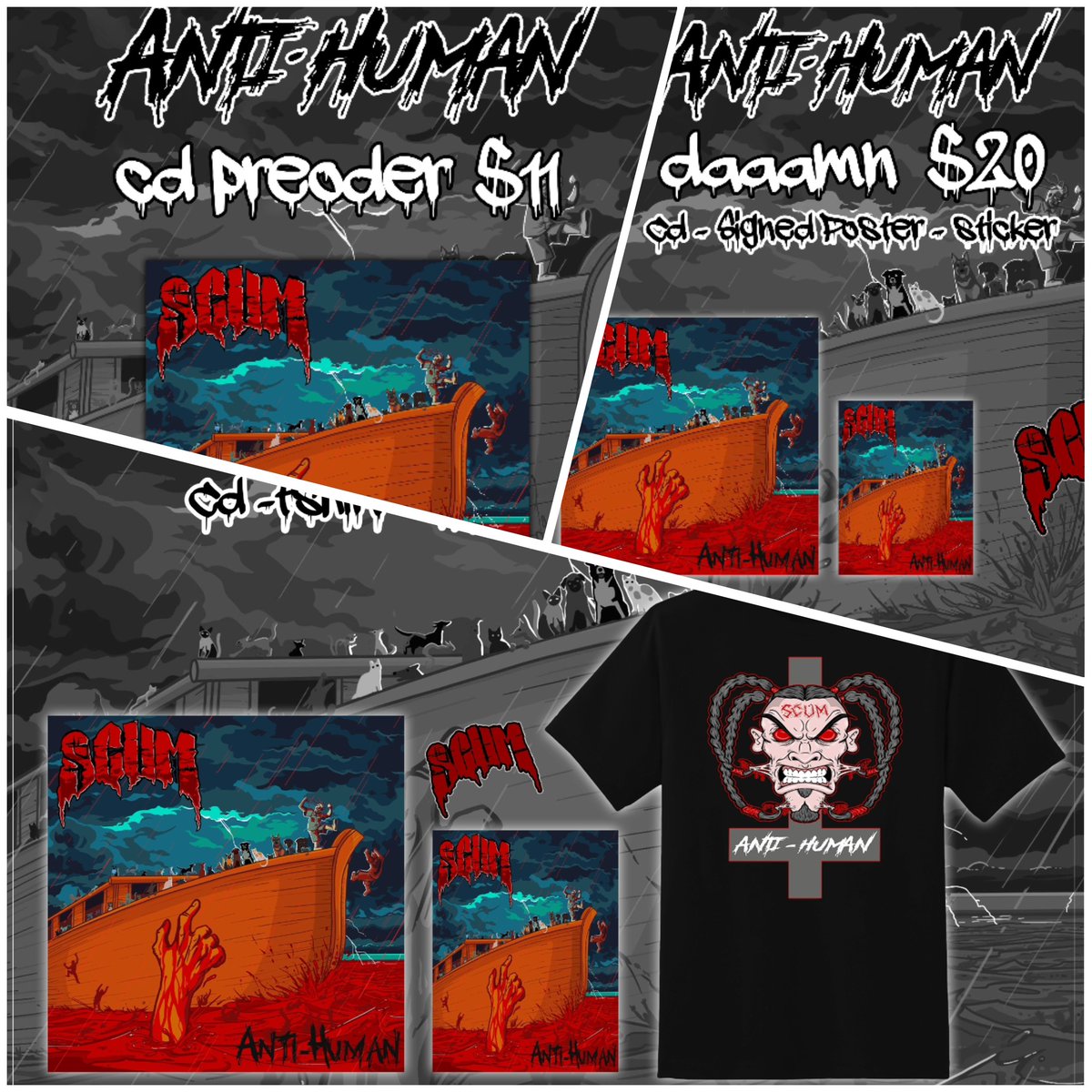 And it's time...ANTI-HUMAN pre-orders are live...orders ship on or before 4/26...that new 15 songs SCUM gorehop saga is about to be unleashed on eager (or not-so-eager and hella salty) eardrums! #LSP #Scum #Gorehop #Antihuman #Horrorcore #NewMusicAlert #NewAlbum #TeamSnuff