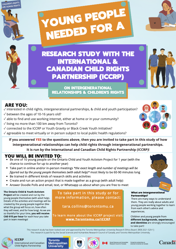 TaraCollins20's tweet photo. Interested in child rights &amp; youth activism? 10-16 years old? Check out our poster to learn about joining a group of young people who’ll build on research skills &amp; create their own research project! @OfficialICCRP #childrights #recruiting https://t.co/5UZJXb4y8v
