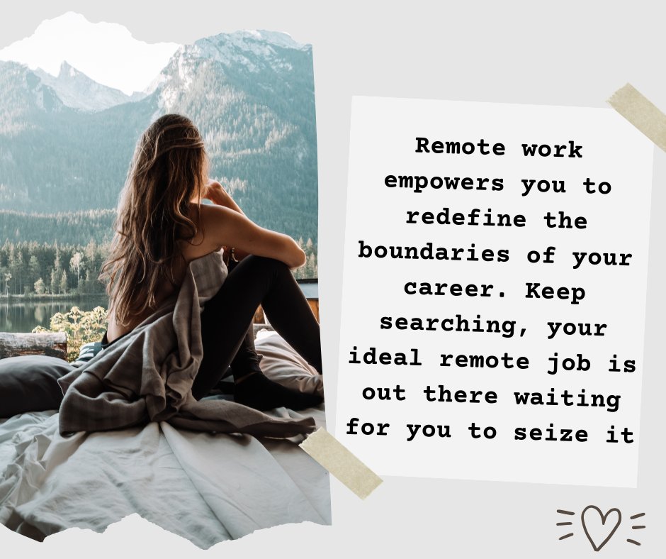 Keep Looking.

#remotejobs #workfromanywhere #workfromhome #wfh #motivation #jobs #jobalerts #hiringnow #workfromhome #jobsearch #jobhunt #jobseekers #careeradvice #jobhiring