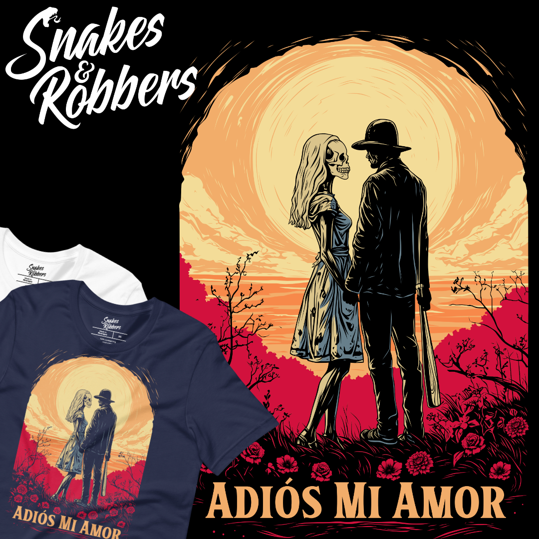 Our new “Adiós Mi Amor” design captures the bittersweet beauty of a final sunset embrace. Perfect for anyone who cherishes romance, and the art of letting go.

#AdiosMiAmor #villains #tshirt #monster #horror #graphictees #horrorart #horroraddict #horrorcommunity #horrormovies