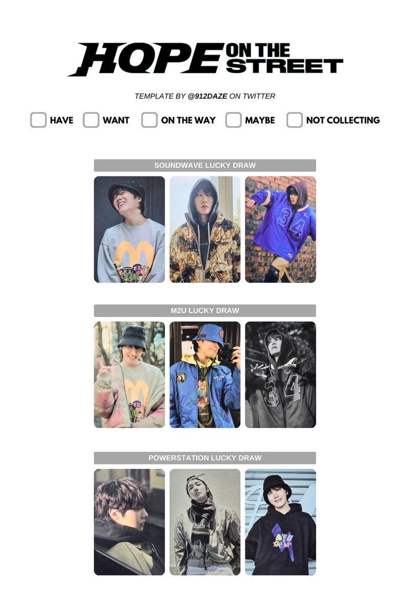 BTS J-HOPE HOBI HOTS PC PHOTOCARD WISHLIST WL TEMPLATES